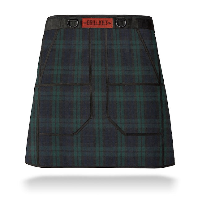 GRILLKILT | Grilling Apron with Bib| Black Watch Tartan